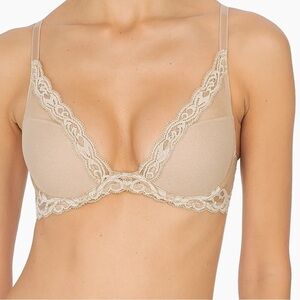 Natori Feathers Plunge T-Shirt Bra 36 DDD beige nude